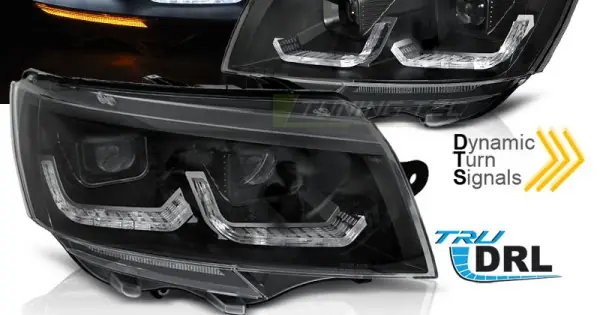 Chilipir Faruri cu lumina tub negru DRL SEQ compatibil cu VW T6.1 20-