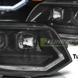 Faruri cu lumina tub T6 LOOK negru compatibil cu VW T5 2010-2015 Livrare rapidă