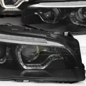 Faruri cu Xenon cu Angel Eyes si Led DRL pe fundal negru SEQ compatibil cu BMW F10/F11 LCI 13-16 Cel mai bun preț