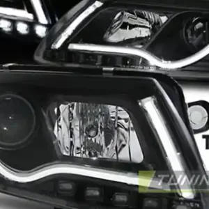 Nu rata Faruri cu Xenon cu lumina tub DRL negru compatibil cu AUDI A6 C6 04-08