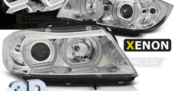 Faruri cu Xenon U-Led 3D crom compatibil cu BMW E90/E91 03.05-08.08 Preț promoțional