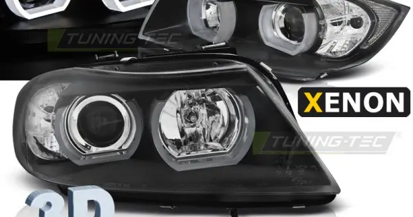 Faruri cu Xenon U-Led 3D negru compatibil cu BMW E90/E91 03.05-08.08 Ofertă exclusivă