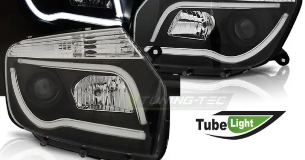 Faruri DACIA DUSTER 04.10-14 negru cu lumina tub Disponibil imediat