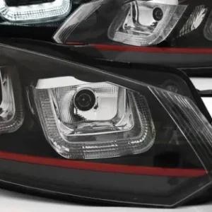 Vezi acum Faruri cu U-Led Drl negru rosu LINE compatibil cu VW GOLF 6 08-12