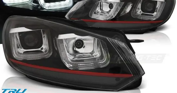 Vezi acum Faruri cu U-Led Drl negru rosu LINE compatibil cu VW GOLF 6 08-12