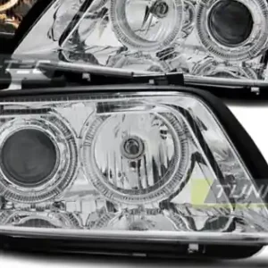 Faruri cu Xenon Angel Eyes crom compatibil cu AUDI A6 06.01-05.04 Ofertă