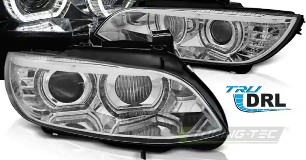 Livrare gratuită Faruri cu Xenon Angel Eyes Led crom compatibil cu BMW E92/E93 06-10