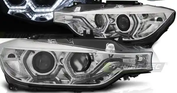 Faruri cu Xenon Angel Eyes Led DRL crom compatibil cu BMW F30/F31 10.11 - 05.15 Retur gratuit