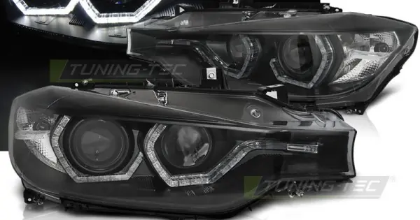 Faruri cu Xenon Angel Eyes Led DRL negru compatibil cu BMW F30/F31 10.11 - 05.15 Retur gratuit