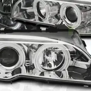 Expediere rapidă Faruri cu Xenon cu Angel Eyes CCFL pe fundal cromat compatibil cu BMW E46 04.03-06 COUPE CABRIO