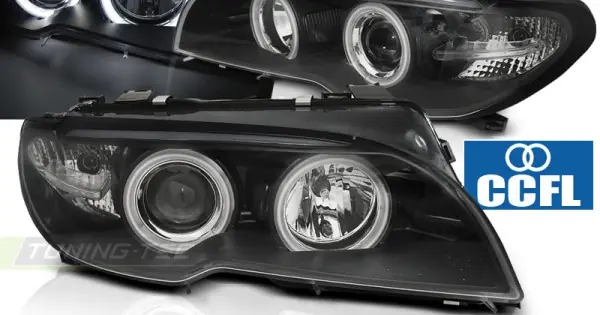 Preferatul clienților Faruri cu Xenon cu Angel Eyes CCFL pe fundal negru compatibil cu BMW E46 04.03-06 COUPE CABRIO