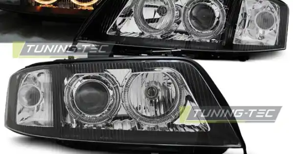 Faruri cu Xenon cu Angel Eyes pe fundal negru compatibil cu AUDI A6 06.01-05.04 Discount