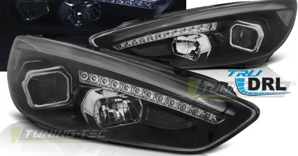 Reducere extra Faruri FORD FOCUS MK3 15-18 negru DRL Led