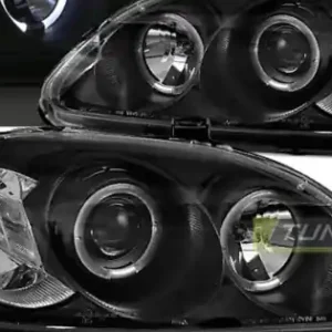 Faruri HONDA CIVIC 09.95-02.99 cu Angel Eyes pe fundal negru Ieftin