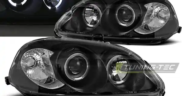 Faruri HONDA CIVIC 09.95-02.99 cu Angel Eyes pe fundal negru Ieftin