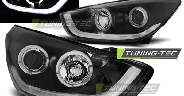 Faruri HYUNDAI TUCSON IX35 10-13 negru cu lumina tub Livrare expres