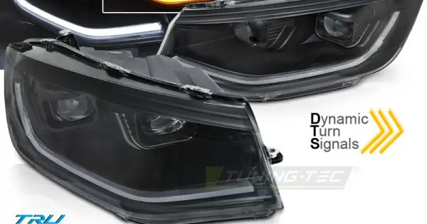 Expediere rapidă Faruri Led cu lumina tub negru DRL SEQ compatibil cu VW CADDY 20-