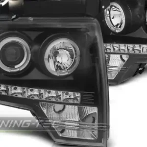 Faruri FORD F150 MK12 08-14 cu Angel Eyes pe fundal negru Ieftin