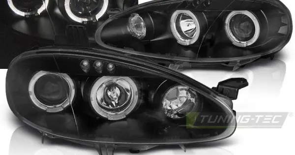 Faruri MAZDA MX5 01-05 cu Angel Eyes pe fundal negru Cel mai bun preț