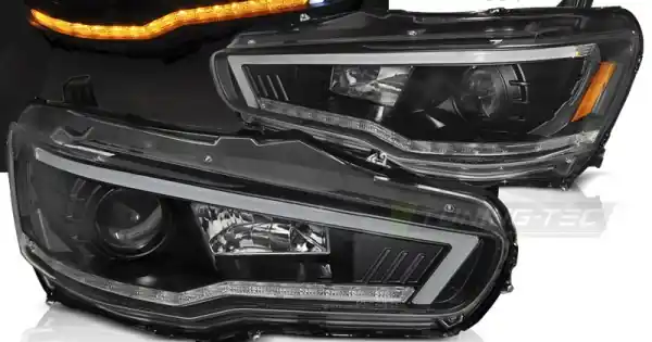 Faruri MITSUBISHI LANCER 8 08- cu lumina tub SEQ negru Ultima șansă