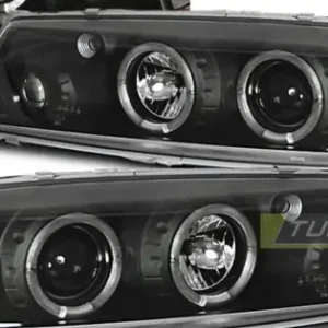 Faruri OPEL CALIBRA 08.90-06.97 cu Angel Eyes pe fundal negru Preț promoțional