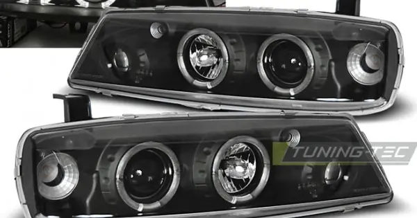 Faruri OPEL CALIBRA 08.90-06.97 cu Angel Eyes pe fundal negru Preț promoțional