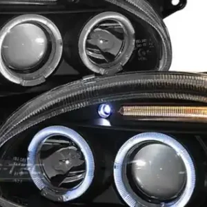 Faruri OPEL CORSA B 02.93-10.00 cu Angel Eyes pe fundal negru Ieftin