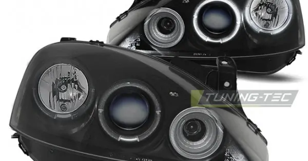 Discount Faruri OPEL CORSA C 11.00-09.06 cu Angel Eyes pe fundal negru