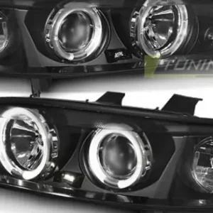 Faruri OPEL VECTRA B 99-03.02 cu Angel Eyes pe fundal negru Ieftin