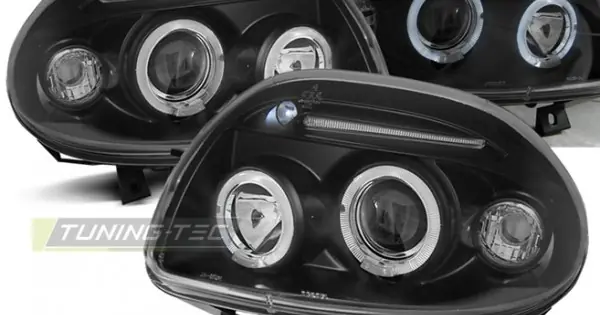 Faruri RENAULT CLIO II 09.98-05.01 cu Angel Eyes pe fundal negru Ofertă