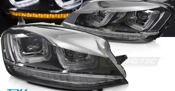 Faruri SEQ negru WITH crom LINE compatibil cu VW GOLF 7 13-17 Discount