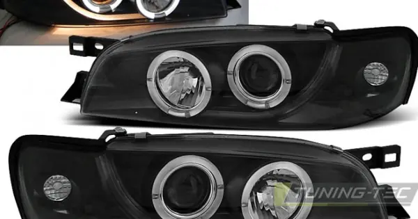 Faruri SUBARU IMPREZA 05.93-10.00 cu Angel Eyes pe fundal negru Plată sigură