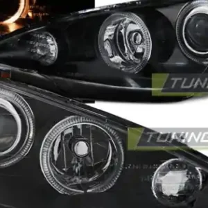 Faruri PEUGEOT 206 02-cu Angel Eyes pe fundal negru Ofertă exclusivă
