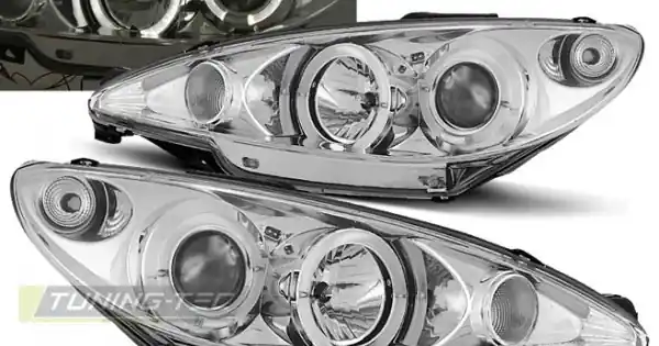Faruri PEUGEOT 206 10.98-02 206 Angel Eyes crom Calitate înaltă