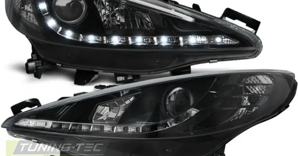 Faruri PEUGEOT 207 05.06-06.12 DAYLIGHT negru W/MOTOR Reducere extra