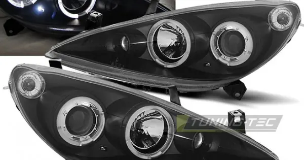 Faruri PEUGEOT 307 04.01-06.05 Angel Eyes negru Cel mai vândut