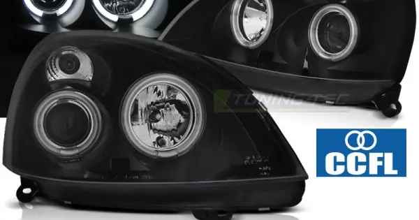 Faruri RENAULT CLIO II 06.01-09.05 Angel Eyes CCFL negru Lichidare de stoc