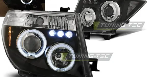 Faruri NISSAN NAVARA D40/PATHFINDER 05-10 Angel Eyes negru Livrare gratuită