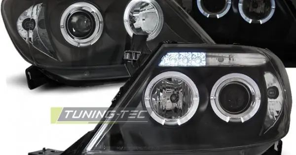 Ofertă Faruri TOYOTA HILUX 05-11 cu Angel Eyes pe fundal negru