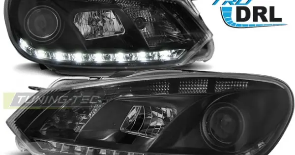 Livrare expres Faruri True Drl cu fundal negru compatibil cu VW GOLF 6 10.08-12