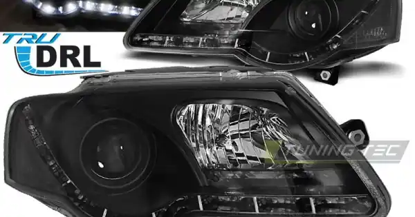 Faruri True Drl cu fundal negru compatibil cu VW PASSAT B6 3C 03.05-10 Plată securizată
