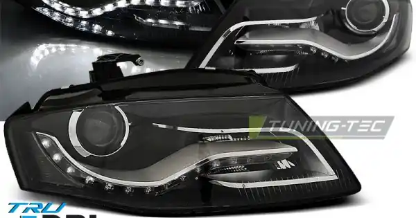Livrare gratuită Faruri True Drl negru compatibil cu AUDI A4 B8 04.08- 11