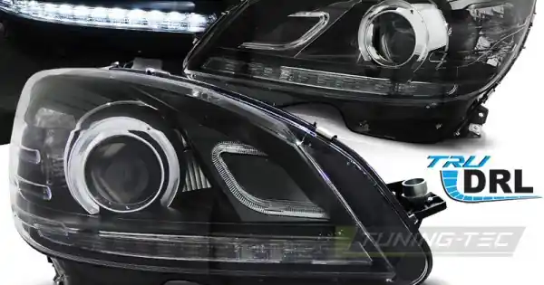 Faruri True Drl negru compatibil cu MERCEDES W204 07-10 Transport gratuit