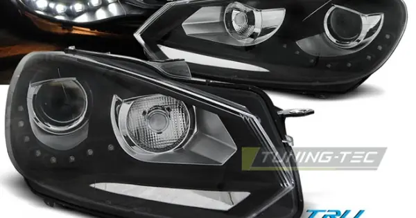 Faruri True Drl negru compatibil cu VW GOLF 6 10.08-12 Livrare rapidă