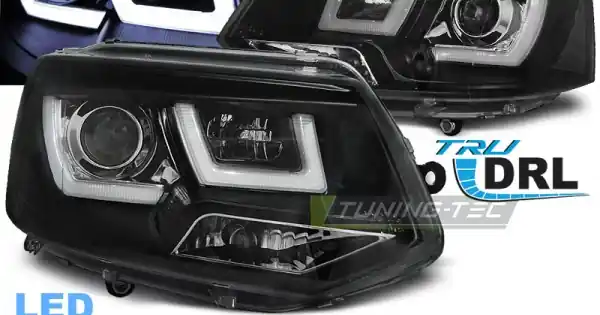 Doar azi Faruri U-Led negru compatibil cu VW T5 2010-2015