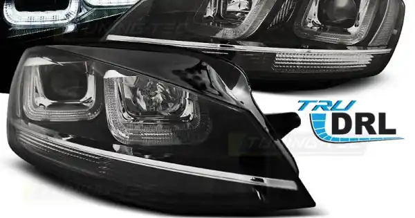 Vezi acum Faruri U-Led negru WITH crom LINE compatibil cu VW GOLF 7 11.12-17