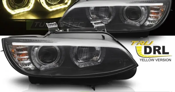 Faruri Xenon Angel Eyes 3D BMW E92 E93 (2006-2010) DRL Yellow – E6 Cumpărături sigure