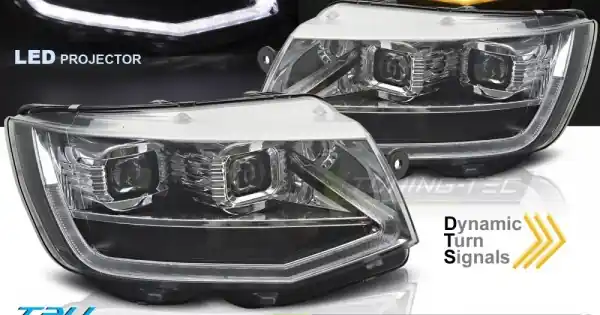 Retur ușor Led Faruri cu lumina tub crom DRL SEQ compatibil cu VW T6 15-19