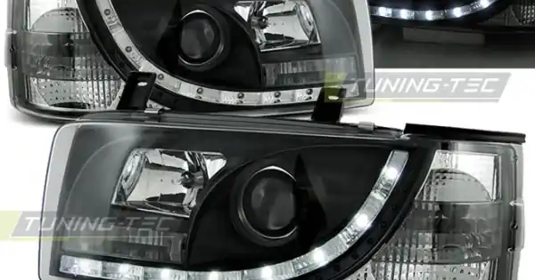 Faruri cu DRL pe fundal negru compatibil cu VW T4 90-03.03 TRANsportER Calitate înaltă