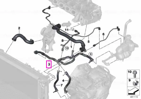 Expediere rapidă Conducta lichid racire vas expansiune / pompa - BMW Seria 2 F45 F46, X1 F48, X2 F39 - Mini Cabrio F57, Clubman F54, Countryman F60, F55, F56